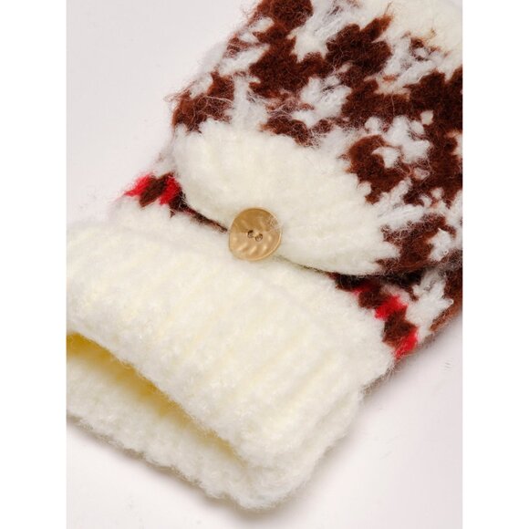 NWT FREE PEOPLE First Frost Fairisle Gloves / Ivory - Picture 3 of 7